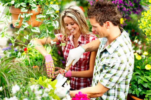 Garden maintenance tools and planting work in Wapping